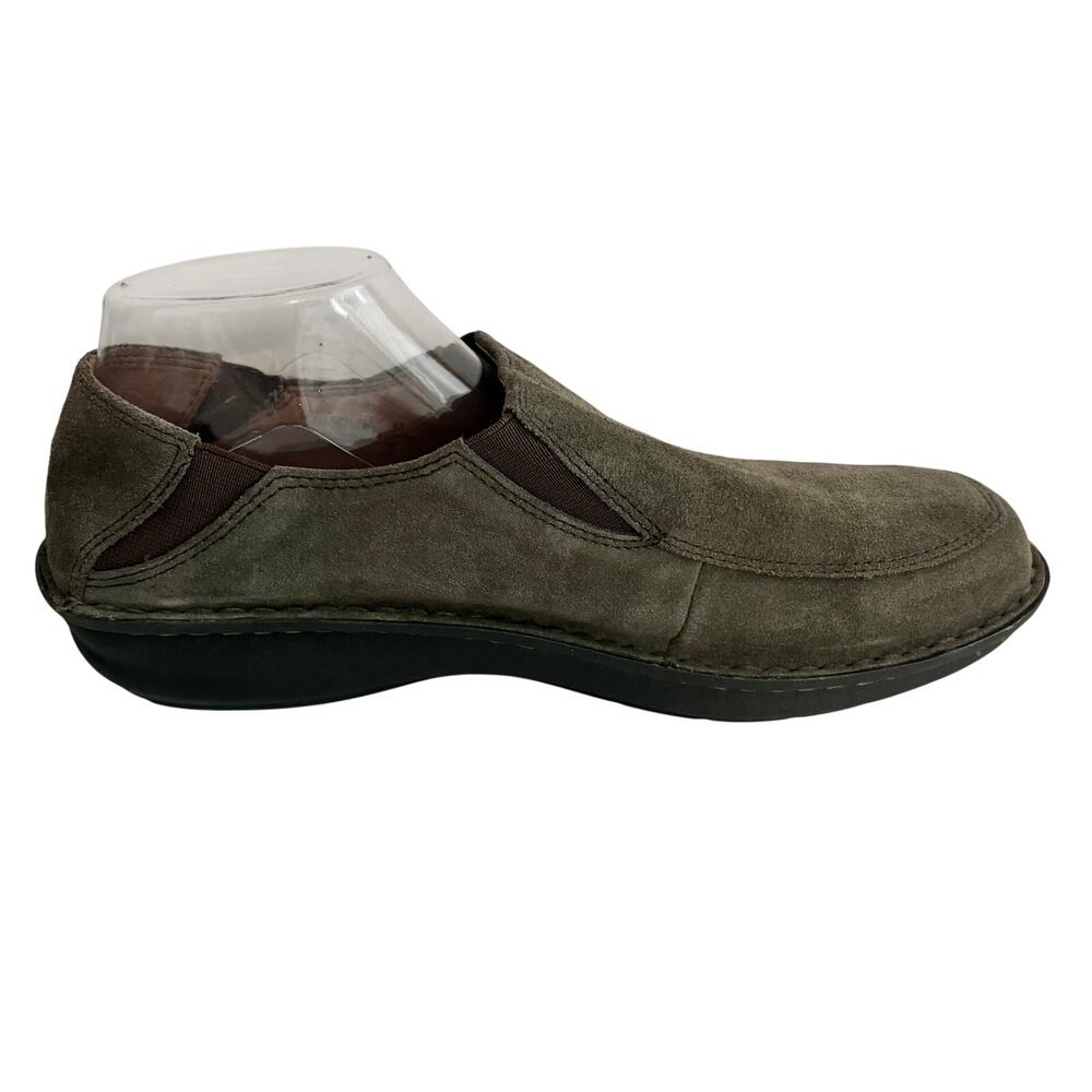 Alegria Schuster Mens Suede Leather Slip On Moc Comfort Shoe Olive Preppy 43
